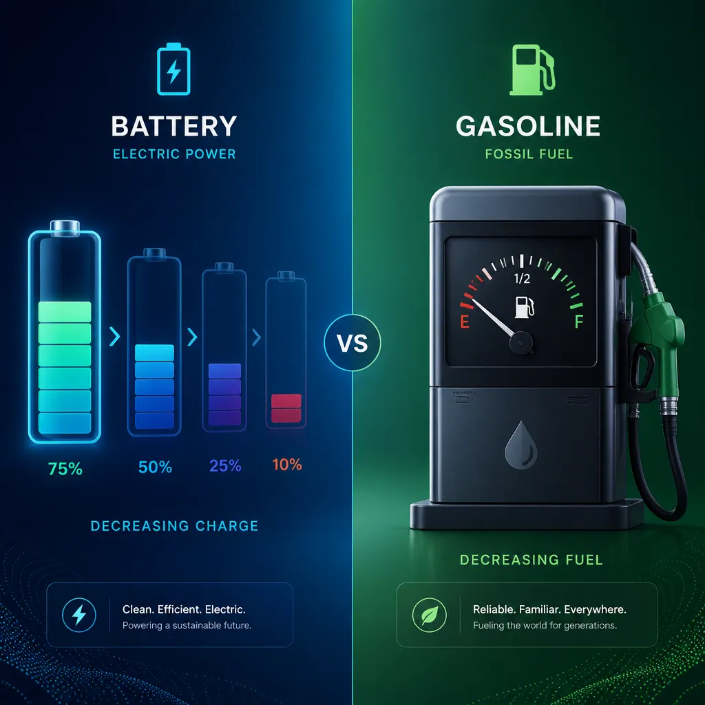 Visual comparison of electric versus traditional fuel vehicle performance metrics