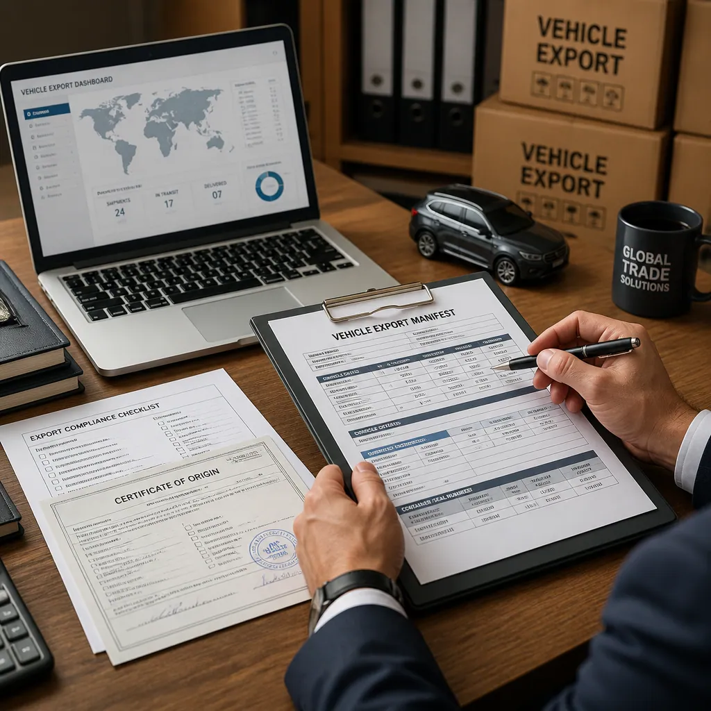 Wholesale vehicle export documentation and compliance paperwork review