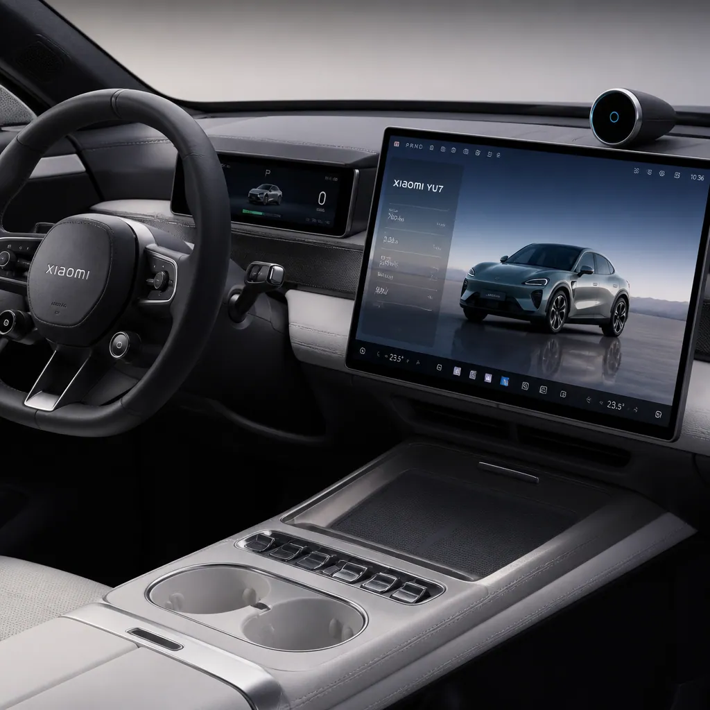 Xiaomi YU7 interior dashboard showcasing electric vehicle technology and fleet ready features